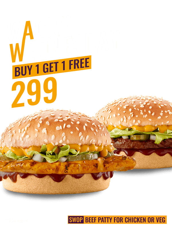 Two burgers on Wacky Wednesday special
